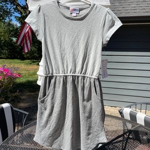 LuLaRoe Girls Two Tone Gray Casual Dress Mae Size 8 New With Tags